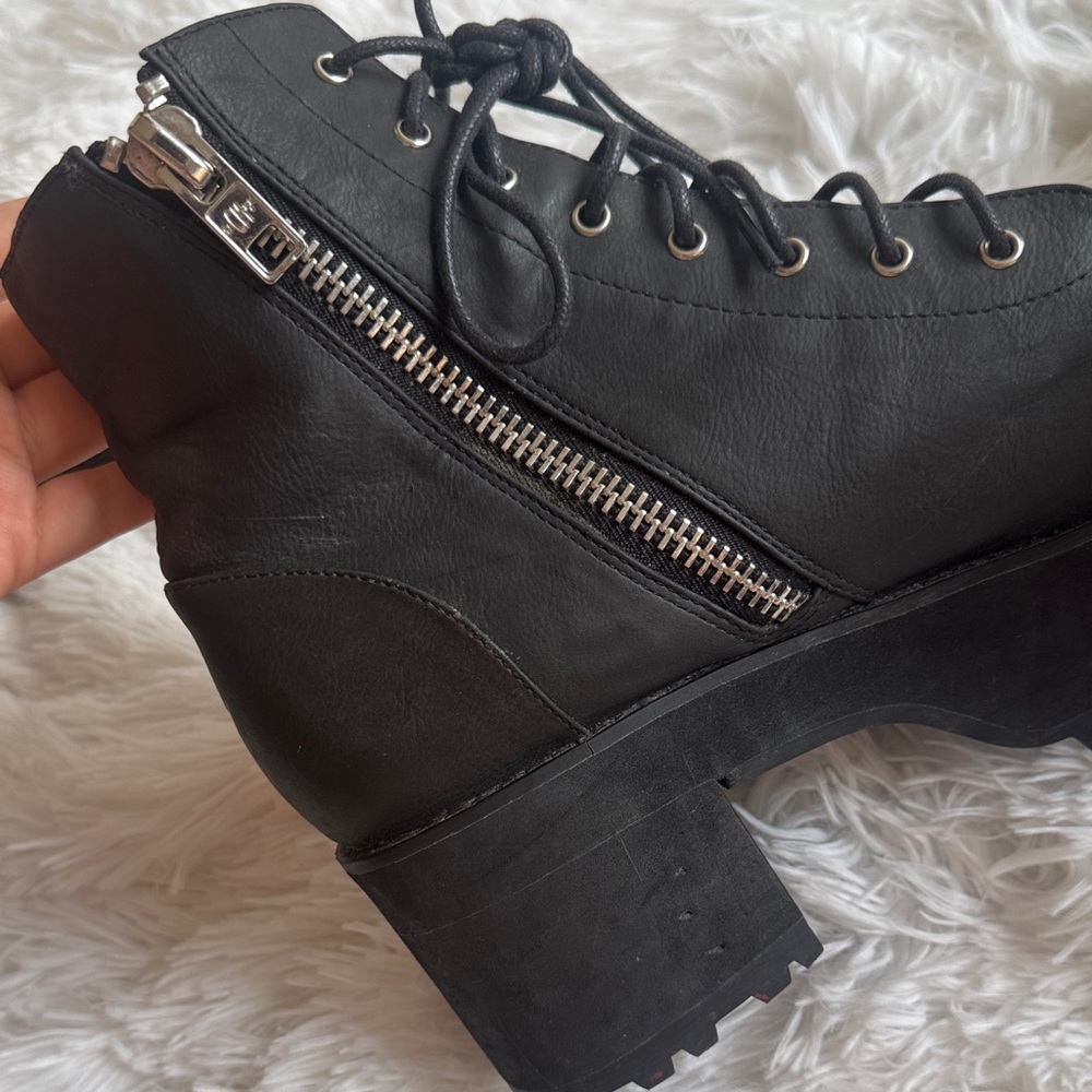 Dolls kill current mood raven Black Platform Lace-Up heeled Boots - Picture 5 of 6